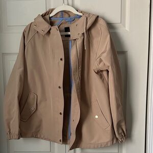 Ladies Tan Hooded Jacket Size Small (rain or wind)